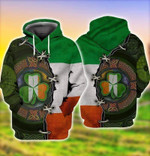 Irish Flag Shamrock St Patrick Day Zip Hoodie Crewneck Sweatshirt T-Shirt 3D All Over Print For Men And Women