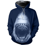 Shark Blue Zip Hoodie Crewneck Sweatshirt T-Shirt 3D All Over Print For Men And Women