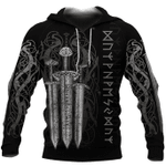 Viking Sword Zip Hoodie Crewneck Sweatshirt T-Shirt 3D All Over Print For Men And Women