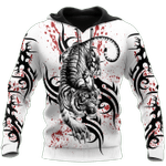 White Tiger Tattoo Zip Hoodie Crewneck Sweatshirt T-Shirt 3D All Over Print For Men And Women