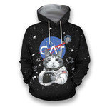 Cat Astronaut Zip Hoodie Crewneck Sweatshirt T-Shirt 3D All Over Print For Men And Women