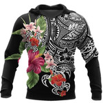 Polynesian And Hibiscus Zip Hoodie Crewneck Sweatshirt T-Shirt 3D All Over Print For Men And Women