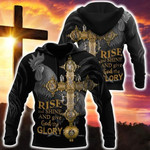 Rooster Rise And Shine And Give God The Glory Zip Hoodie Crewneck Sweatshirt T-Shirt 3D All Over Print For Men And Women