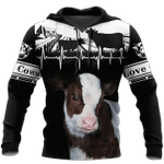 Cows Black And White Zip Hoodie Crewneck Sweatshirt T-Shirt 3D All Over Print For Men And Women