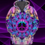 Colorful Hippie Zip Hoodie Crewneck Sweatshirt T-Shirt 3D All Over Print For Men And Women
