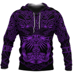 Mjolnir Hoodie Celtic Raven Version Purple Viking Zip Hoodie Crewneck Sweatshirt T-Shirt 3D All Over Print For Men And Women