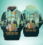 Sloth Hiking Team Camping Zip Hoodie Crewneck Sweatshirt T-Shirt 3D All Over Print For Men And Women