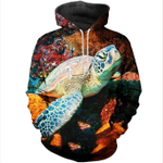 Sea Turtle Zip Hoodie Crewneck Sweatshirt T-Shirt 3D All Over Print For Men And Women