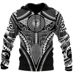 Polynesian Pattern Black White Zip Hoodie Crewneck Sweatshirt T-Shirt 3D All Over Print For Men And Women