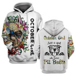 October Girl Just A Girl Who Loves Pitbulls Dog Lover Zip Hoodie Crewneck Sweatshirt T-Shirt 3D All Over Print For Men And Women