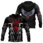 Skull Satanic Red Cool Zip Hoodie Crewneck Sweatshirt T-Shirt 3D All Over Print For Men And Women