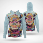 Colorful Llama Hoodie Sweatshirt 3D All Over Print Polo Hawaiian Shirt