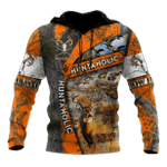 Huntaholic Hunting Orange Camouflage Zip Hoodie Crewneck Sweatshirt T-Shirt 3D All Over Print For Men And Women
