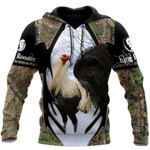 King Rooster Camouflage Cool Zip Hoodie Crewneck Sweatshirt T-Shirt 3D All Over Print For Men And Women