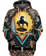 Native Horse Zip Hoodie Crewneck Sweatshirt T-Shirt 3D All Over Print For Men And Women