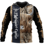 Highland Cattle Cow Camouflage Zip Hoodie Crewneck Sweatshirt T-Shirt 3D All Over Print For Men And Women