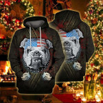 Bulldog Angry Zip Hoodie Crewneck Sweatshirt T-Shirt 3D All Over Print For Men And Women