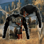 Elk Hunting American Flag Patriotic Zip Hoodie Crewneck Sweatshirt T-Shirt 3D All Over Print For Men And Women