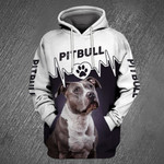 Pitbull Dog Zip Hoodie Crewneck Sweatshirt T-Shirt 3D All Over Print For Men And Women