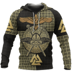 Viking Raven Odin Zip Hoodie Crewneck Sweatshirt T-Shirt 3D All Over Print For Men And Women