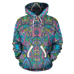 Elephant Colorful Indian Style Zip Hoodie Crewneck Sweatshirt T-Shirt 3D All Over Print For Men And Women