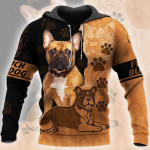 Bulldog Zip Hoodie Crewneck Sweatshirt T-Shirt 3D All Over Print For Men And Women