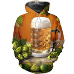 Beer Orange Zip Hoodie Crewneck Sweatshirt T-Shirt 3D All Over Print For Men And Women