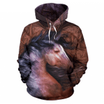 Horse Vintage Zip Hoodie Crewneck Sweatshirt T-Shirt 3D All Over Print For Men And Women