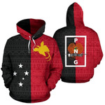 Papua New Guinea Red Black Zip Hoodie Crewneck Sweatshirt T-Shirt 3D All Over Print For Men And Women