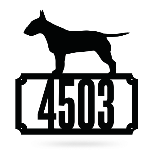 Bull Terrier Home Number Monogram, Bull Terrier Signs, Address Plaque, Metal Address Signs, Custom Address Signs, Outdoor House Number Signs