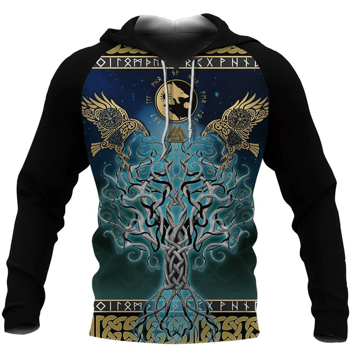 Viking Tree Of Life Zip Hoodie Crewneck Sweatshirt T-Shirt 3D All Over Print For Men And Women
