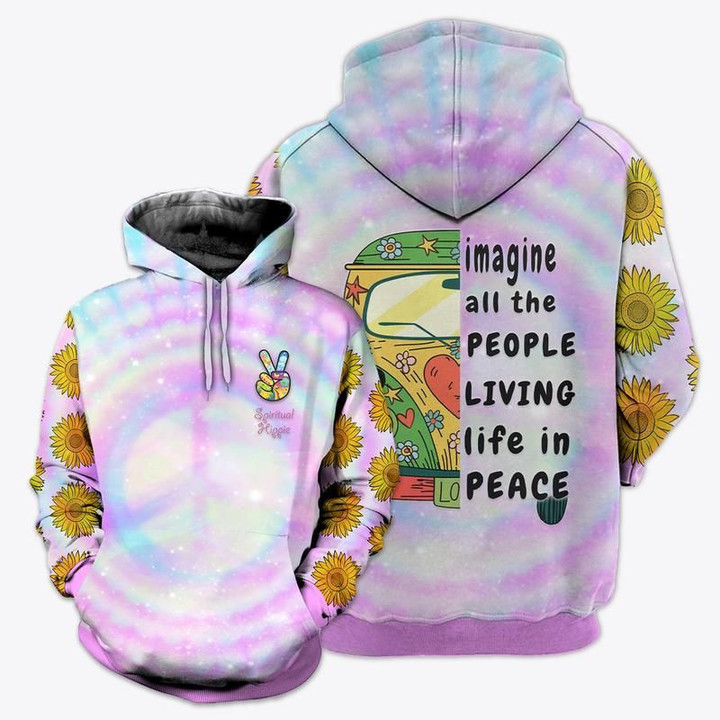 Hippie Pink Sunflower Zip Hoodie Crewneck Sweatshirt T-Shirt 3D All Over Print For Men And Women