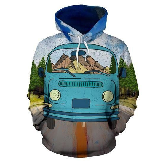 Camping Bus Van Zip Hoodie Crewneck Sweatshirt T-Shirt 3D All Over Print For Men And Women