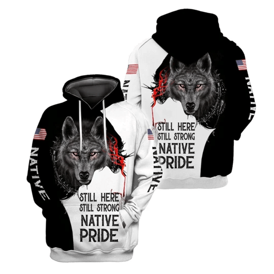 Native American Wolf Zip Hoodie Crewneck Sweatshirt T-Shirt 3D All Over Print For Men And Women