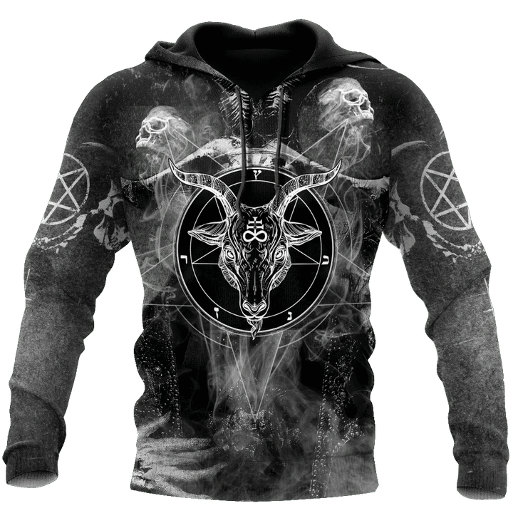 Satanic White Black Unique Zip Hoodie Crewneck Sweatshirt T-Shirt 3D All Over Print For Men And Women