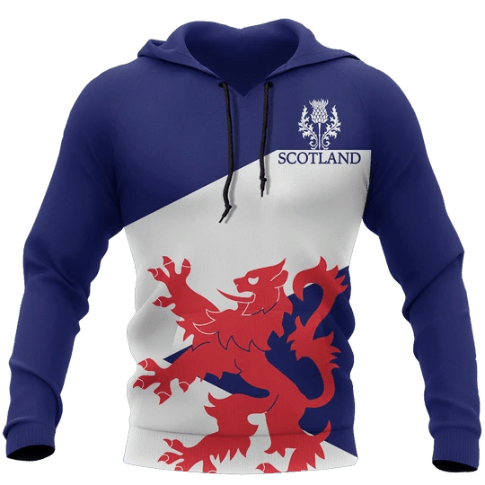 Scottish Flag And Lion Zip Hoodie Crewneck Sweatshirt T-Shirt 3D All Over Print For Men And Women