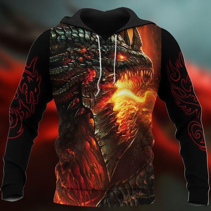 Dragon Fire Zip Hoodie Crewneck Sweatshirt T-Shirt 3D All Over Print For Men And Women