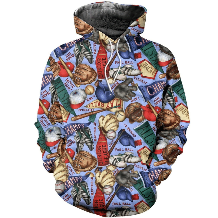 Baselball Fabric Awesome Zip Hoodie Crewneck Sweatshirt T-Shirt 3D All Over Print For Men And Women