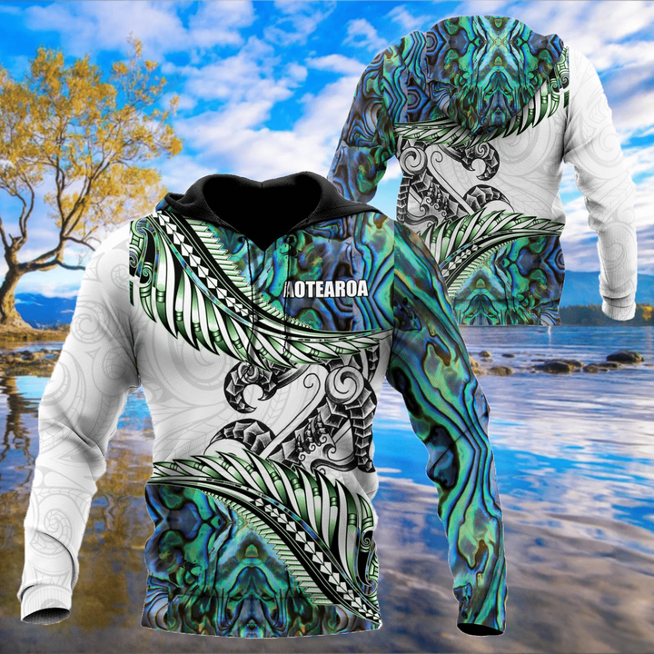 Aotearoa Silver Fern Manaia Paua Shell Zip Hoodie Crewneck Sweatshirt T-Shirt 3D All Over Print For Men And Women