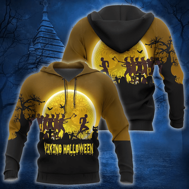 Vikings Halloween Zip Hoodie Crewneck Sweatshirt T-Shirt 3D All Over Print For Men And Women