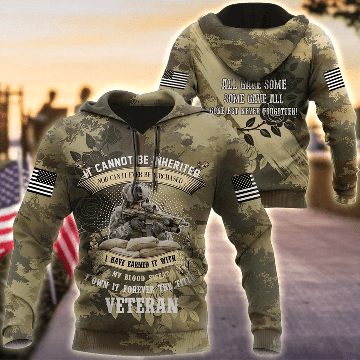 Memorial Day It Cannot Be Inherited Zip Hoodie Crewneck Sweatshirt T-Shirt 3D All Over Print For Men And Women
