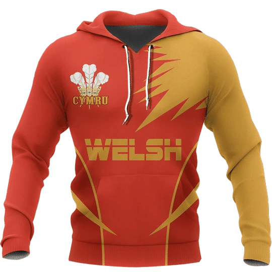 Wales Orange Zip Hoodie Crewneck Sweatshirt T-Shirt 3D All Over Print For Men And Women