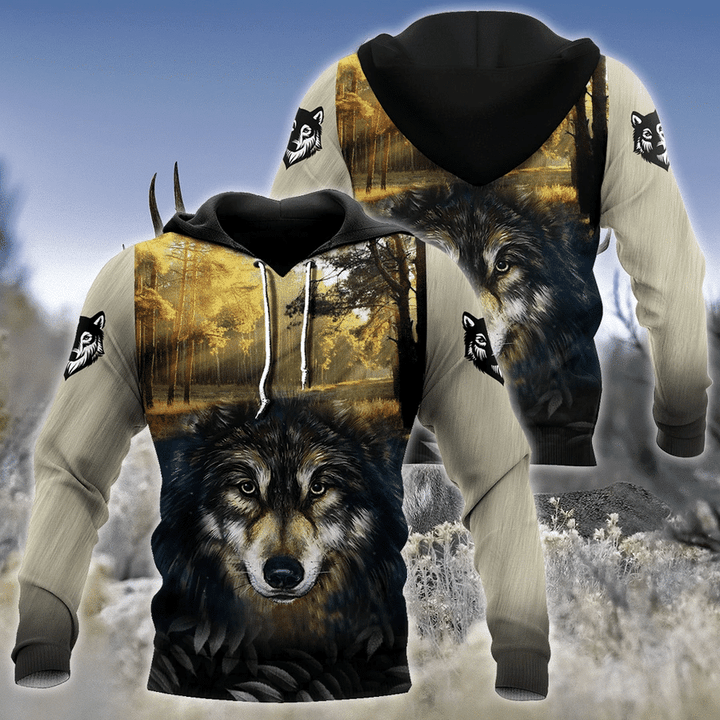 Wolf Yellow Beige Zip Hoodie Crewneck Sweatshirt T-Shirt 3D All Over Print For Men And Women