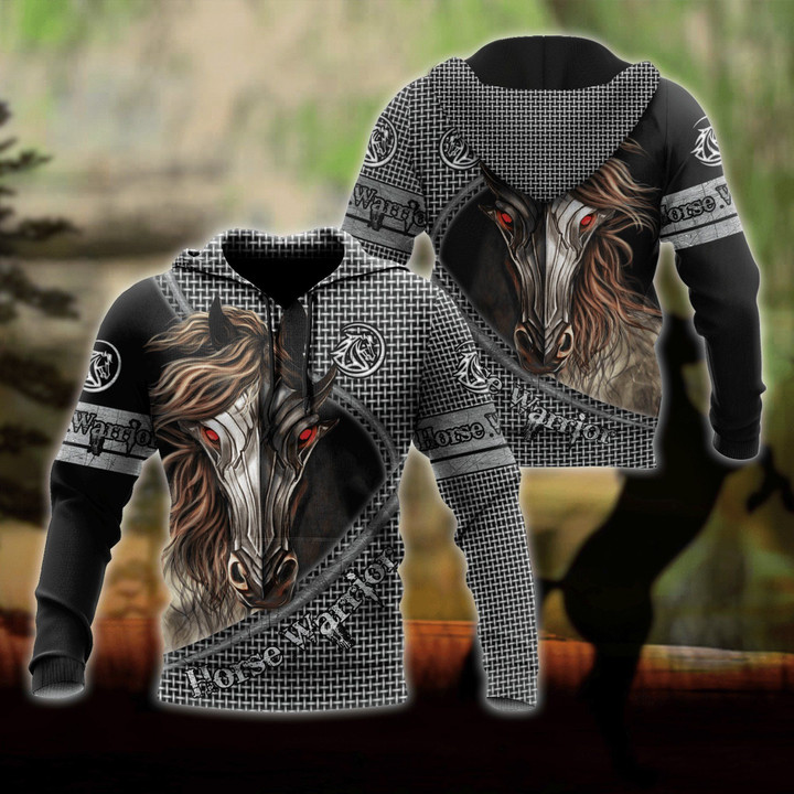 Horse Warrior Zip Hoodie Crewneck Sweatshirt T-Shirt 3D All Over Print For Men And Women