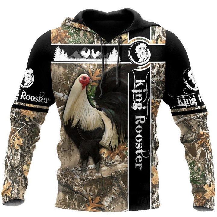 King Rooster Camouflage Good Zip Hoodie Crewneck Sweatshirt T-Shirt 3D All Over Print For Men And Women
