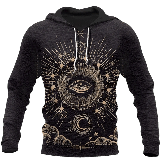 Alchemy Sun And Moon Black Zip Hoodie Crewneck Sweatshirt T-Shirt 3D All Over Print For Men And Women