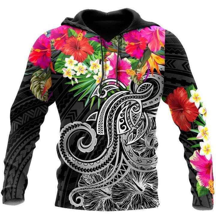Hibiscus Zip Hoodie Crewneck Sweatshirt T-Shirt 3D All Over Print For Men And Women