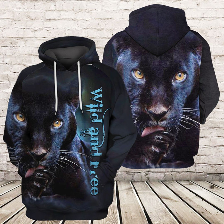 Black Leopard Zip Hoodie Crewneck Sweatshirt T-Shirt 3D All Over Print For Men And Women