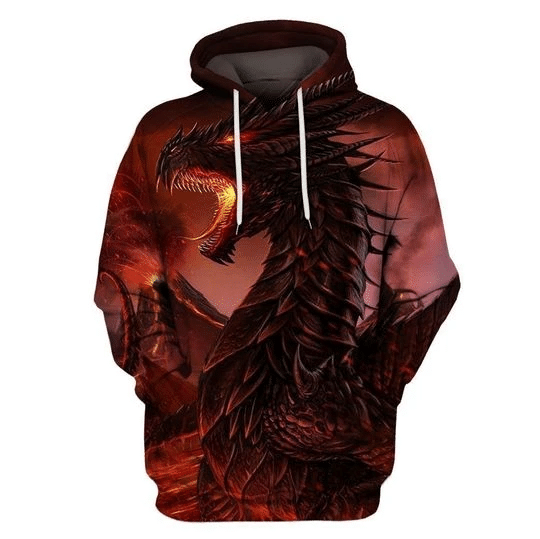 Red Dragon Zip Hoodie Crewneck Sweatshirt T-Shirt 3D All Over Print For Men And Women
