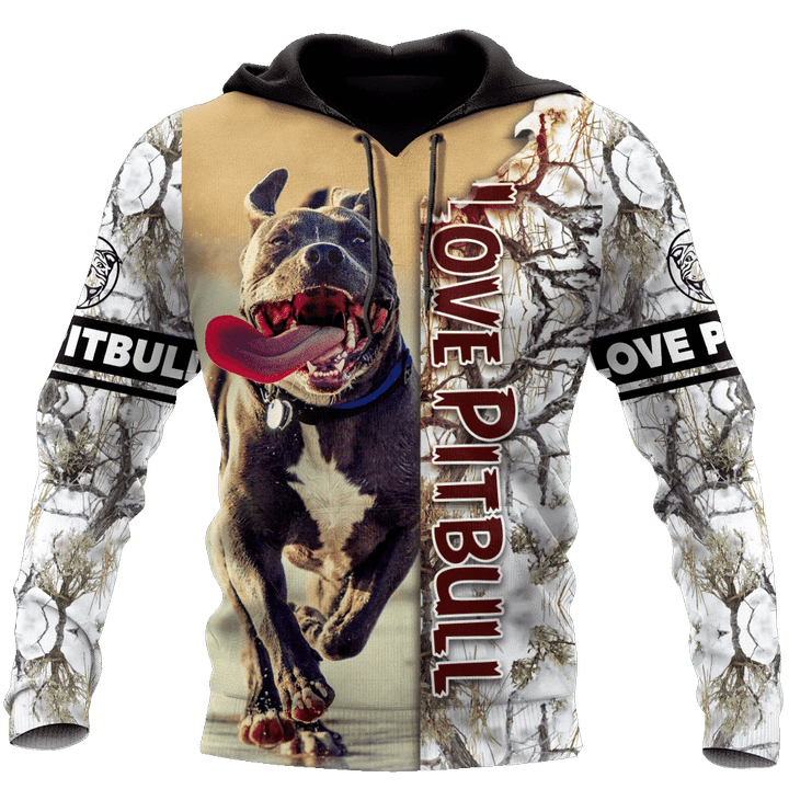 Pitbull Camouflage Zip Hoodie Crewneck Sweatshirt T-Shirt 3D All Over Print For Men And Women